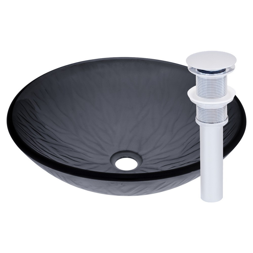Novatto TIS-228GCH FESSO Glass Vessel Bathroom Sink Set - Chrome