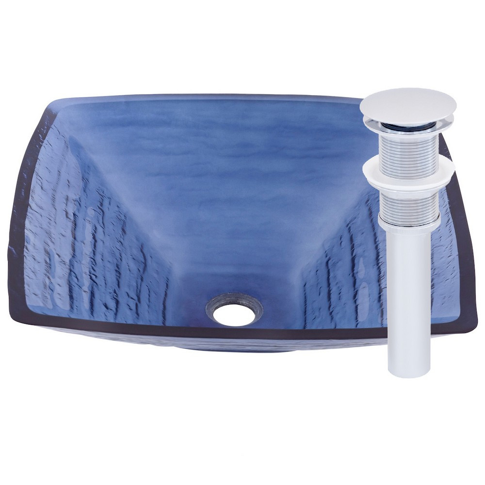 Novatto TIS-286B-D FRESCO Dark Blue Glass Vessel Bathroom Sink Set