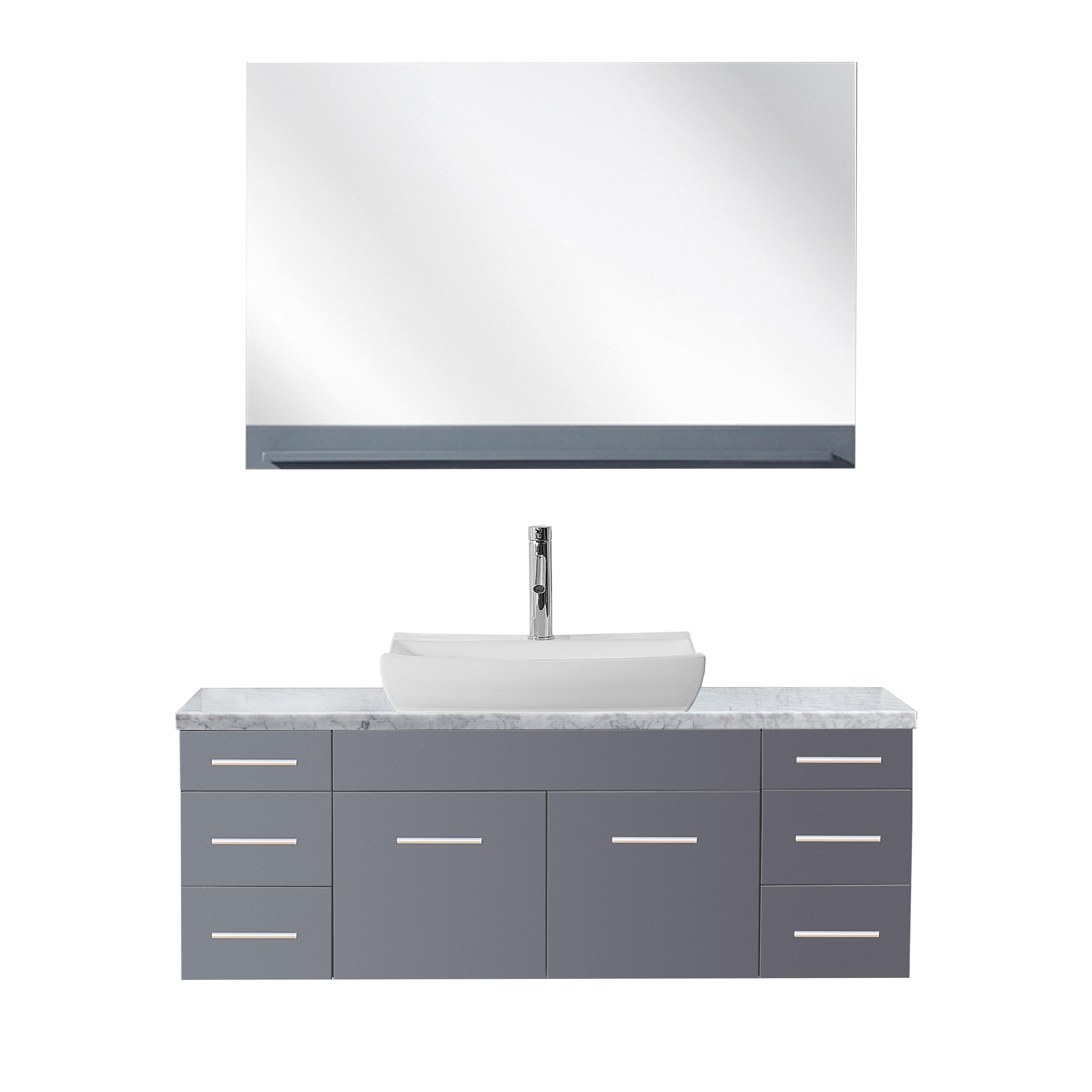 VIRTU UM-3083-WM-GR Biagio 56 Inch Single Bathroom Vanity Set In Grey