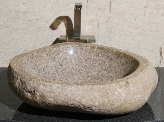 Allstone V-VNRAMS-#10 Amberstone Natural Boulder Granite Vessel Sink