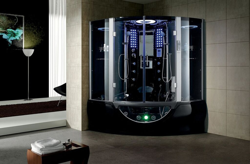 Maya Bath Valencia Computerized Steam Shower Massage Bathtub In Black
