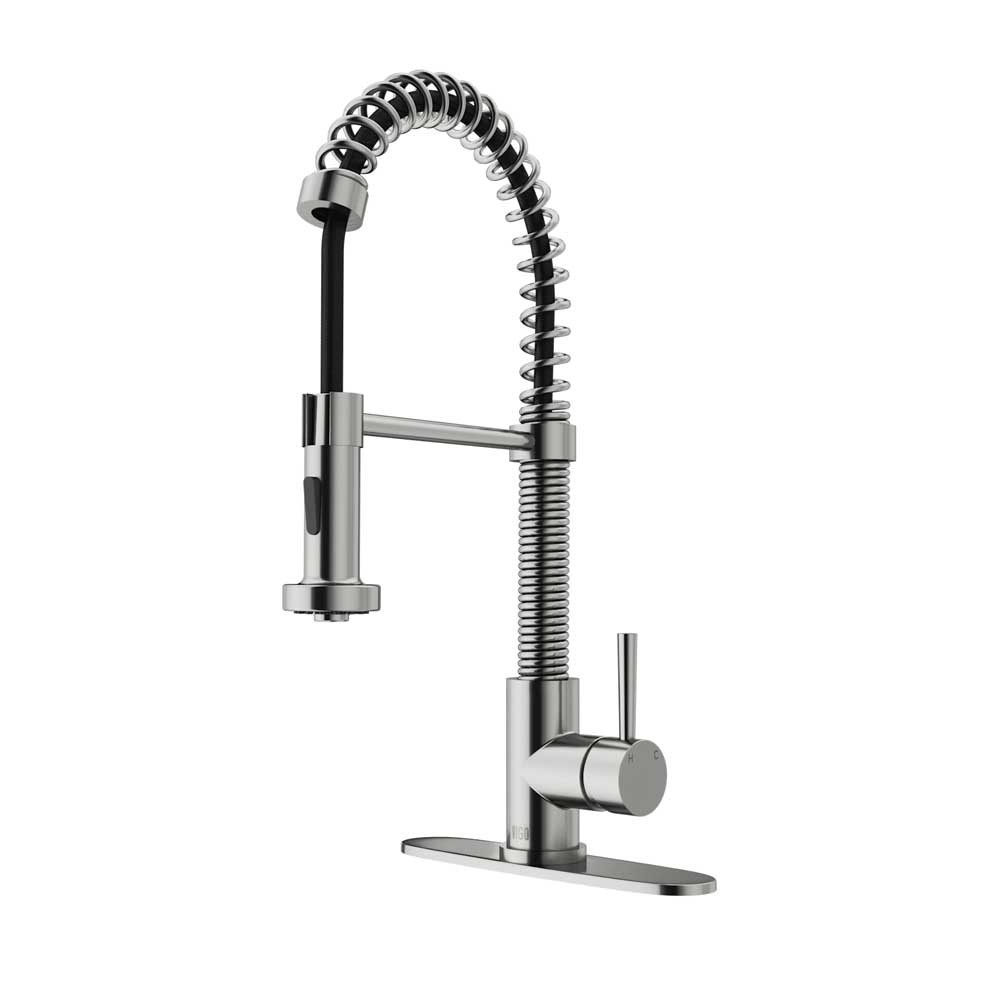 VIGO VG02001STK1 Edison Stainless Steel Pull-Down Spray Kitchen Faucet with Deck Plate