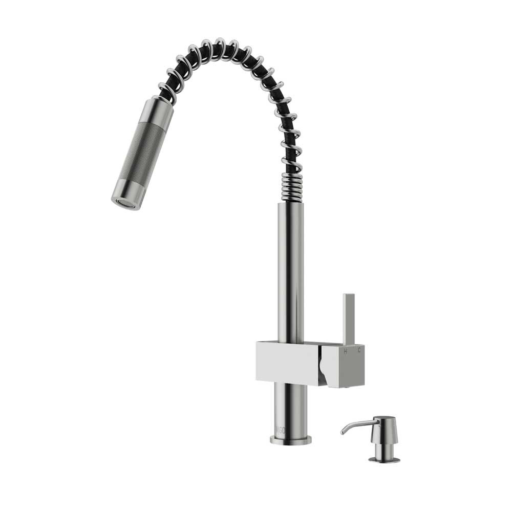 VIGO VG02009STK2 Lincroft Stainless Steel Pull-Down Kitchen Faucet with Soap Dispenser