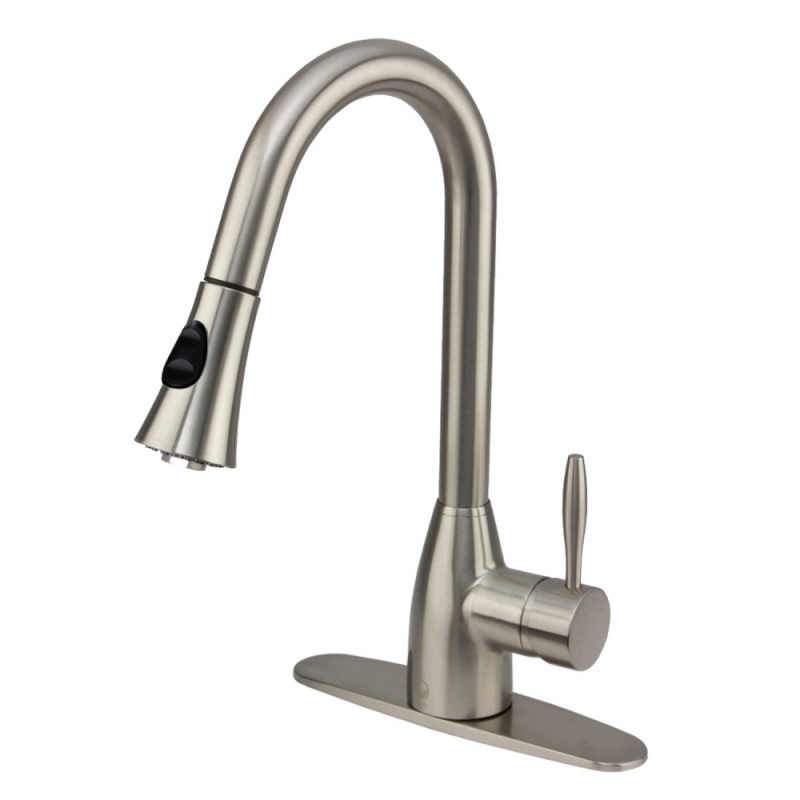VIGO VG02013STK1 Aylesbury Stainless Steel Pull-Down Spray Kitchen Faucet with Deck Plate