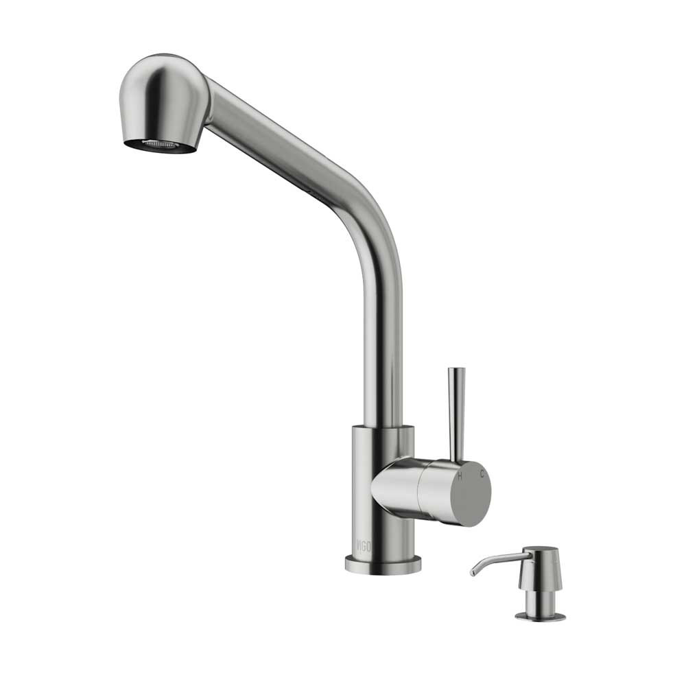 VIGO VG02019STK2 Avondale Stainless Steel Pull-Out Spray Kitchen Faucet with Soap Dispenser