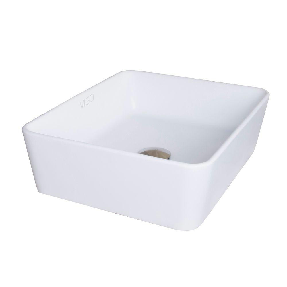 VIGO VG04003 Marigold Above Counter Square Composite Vessel Sink in White