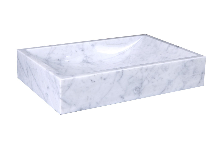 Virtu USA VST-2047-BAS Eros Vessel Sink with Natural Bianco Carrara Marble
