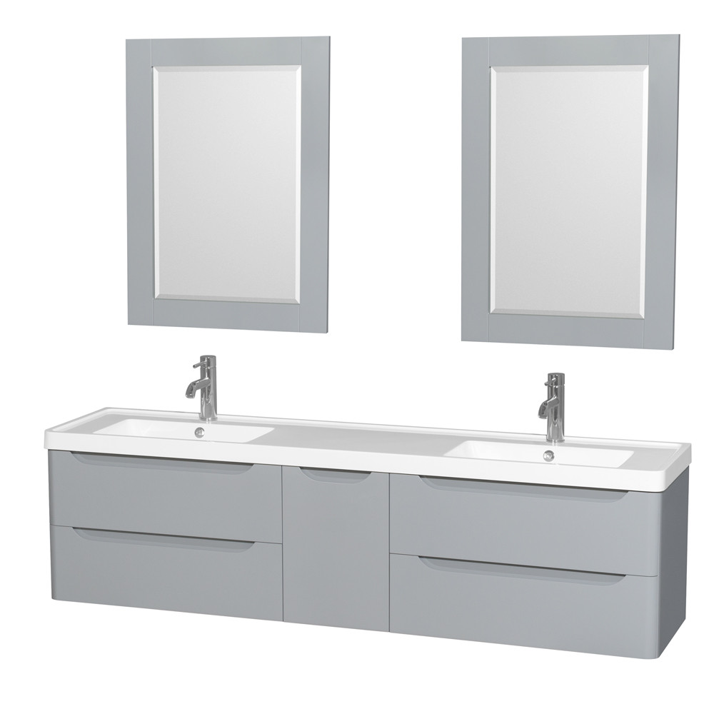 Wyndham WCS777772DGYARINTM24 Murano Double Sink Bath Vanity in Gray with Integrated Sinks