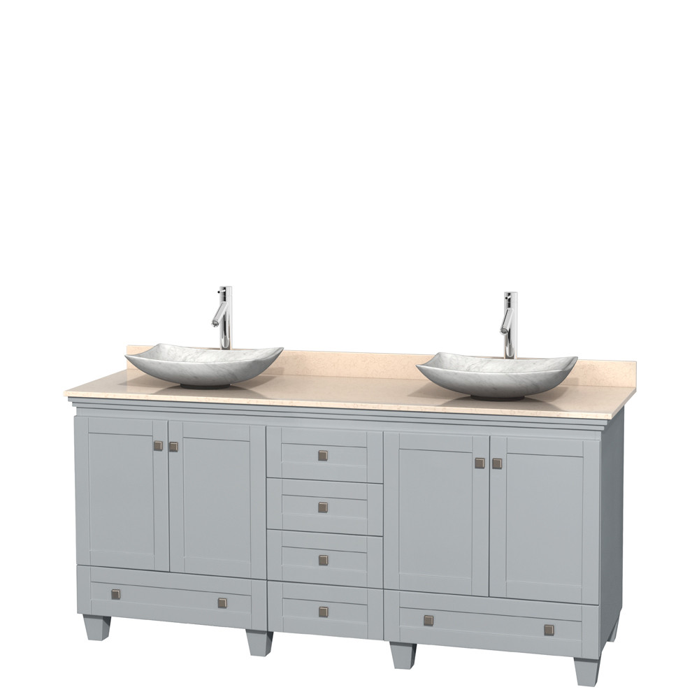 Wyndham WCV800072DOYIVGS6MXX Acclaim Wood Vanity in Oyster Gray with Ivory Marble Top