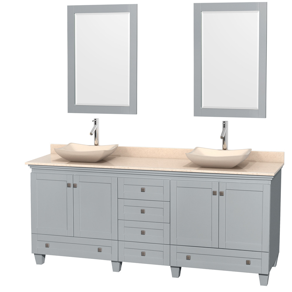 Wyndham WCV800080DOYIVGS2M24 Acclaim Ivory Marble Top Vanity in Oyster Gray with Mirrors