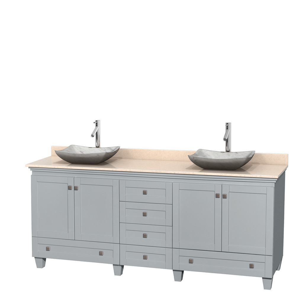 Wyndham WCV800080DOYIVGS3MXX Acclaim Vanity in Oyster Gray with Ivory Marble Sinks