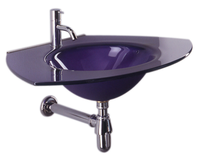 Whitehaus WHECOLOOM-VIOLET rapezoidal Glass Counter Top with an Integrated Round Basin