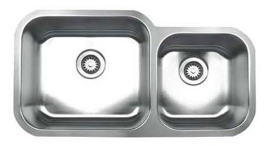 Whitehaus WHNDBU3318 Stainless Steel 33" Two Bowl Undermount Kitchen Sink