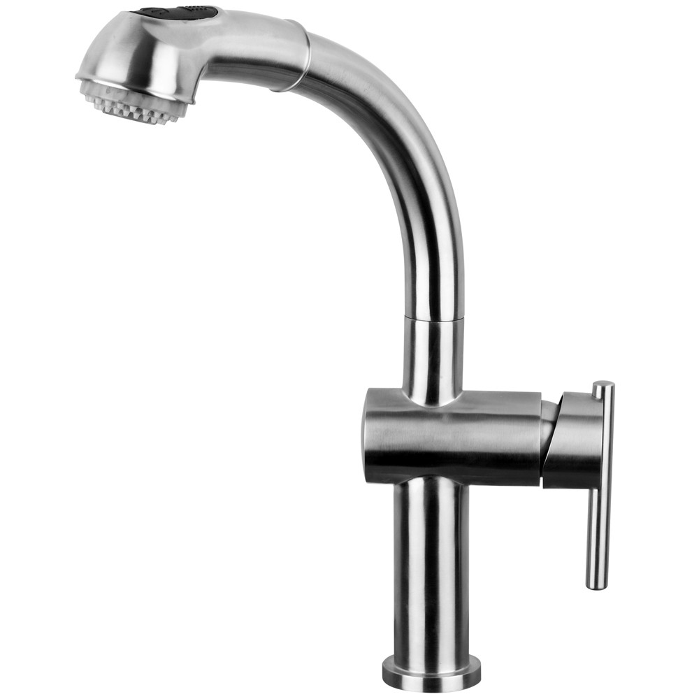 Whitehaus WHS1991-SK-BSS Waterhaus Single-Hole Kitchen Faucet With Pull Out Spray Head