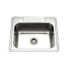 Houzer 2522-8BS3-1 Glowtone Series Topmount Stainless Steel 3-hole Single Bowl Kitchen Sink