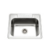 Houzer 2522-9BS3-1 Glowtone Series Topmount Stainless Steel 3-hole Single Bowl Kitchen Sink