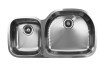 Ukinox D537.60.40.10R Double Bowl Stainless Steel Sink, D-shape Left Bowl