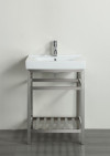 Eviva EVVN08-24SS Stone® 24" Bathroom Vanity Stainless Steel with White Integrated Porcelain Top