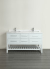 Eviva EVVN512-60WH Natalie F.® White Bathroom Vanity with White Carrera Marble Countertop
