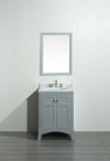 Eviva EVVN514-24GR New York Grey Bathroom Vanity with White Marble Carrera Countertop and Sink