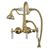 Hand Shower Faucet w/Code Spout Porcelain Handles In Polished Brass