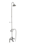 Tub Filler with Diverter, Hand Shower, Riser and Metal Cross Handles In Polished Chrome