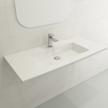 BOCCHI 1105-001-0126 Ravenna 40.5 Inch 1-Hole Wall-Mounted Fireclay Sink with Overflow In White