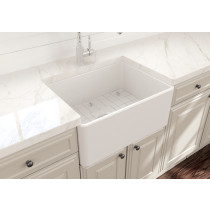 BOCCHI 1137-001-0120 Classico Single Kitchen Sink w/ Bottom Grid In White