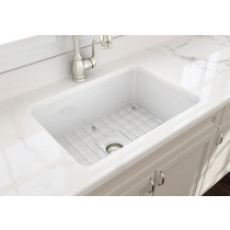 BOCCHI 1360-001-0120 Undermount Fireclay 27" Single Kitchen Sink In White