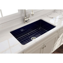 BOCCHI 1362-010-0120 32" Single Kitchen Sink w/ Bottom Grid In Sapphire Blue
