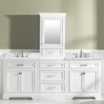 Design Element ML-84MC-WT White Vanity w/ Carrara Marble in White w/ White Basin