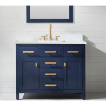 Design Element V01-42-BLU Blue Vanity w/ White Carrara Marble Top w/ White Basin