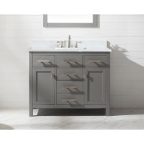 Design Element V01-42-GY Gray Vanity w/ Marble Top in White w/ White Basin.