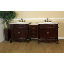 Bellaterra Home 202016A-D-WH 82.7 in. Double sink vanity-walnut-white marble