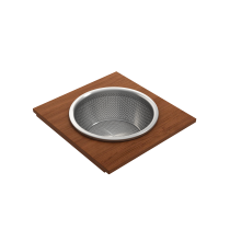 BOCCHI 2320 0014 Wood Board w Large Round Stainless Steel Mixing Bowl & Colander
