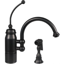Whitehaus 3-3170 Deck Mount Curved Kitchen Faucet with Pull Side Spray