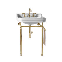 James Martin Wellington 24" Single Console Single Sink with Brass Finish Stand