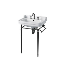 James Martin 318V24MBKCRM 24" Single Console Sink w/ Matte Black Finish Stand