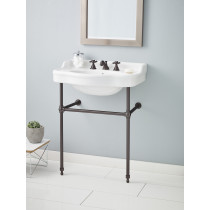 Cheviot 350-28-WH-8-575-AB Antique Lavatory Sink in White with Antique Bronze Console