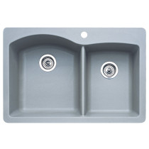 Blanco 440214 Diamond Rectangular Double Bowl SILGRANIT Drop In Kitchen Sink in Metallic Gray
