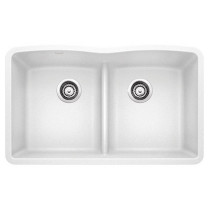 Blanco 442074 Diamond Double Bowl Undermount Silgranit Kitchen Sink In White