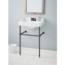 Cheviot 553-WH-1-575-AB Essex Antique Bronze Console Stand Lavatory Sink in White