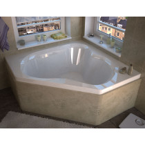 Meditub 6060C Atlantis Cascade Corner Soaking Bathtub In Glossy White