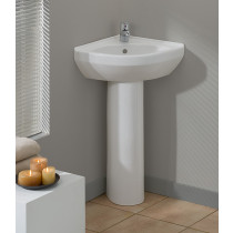 Cheviot 944-WH-1 Petite Corner Pedestal Sink with Single Hole for Faucet
