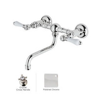 Rohl A1405/44XCAPC-2 Crystal-Cross Vocca Wall Mount Bridge Lavatory Faucet