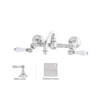 Rohl A1423LMAPC-2 Vocca Wall Mounted Bridge Bathroom Faucet With Metal Handle