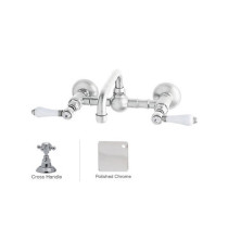 Rohl A1423XMAPC-2 Vocca Wall Mounted Bridge Bathroom Faucet With Metal Handle