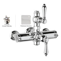 Rohl A4917XCAPC Country Bath Crystal Cross Handles Exposed Thermostatic Shower in Polished Chrome