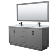 WCF111172DGBCMUNSM70 Icon 72 Inch Double Bathroom Vanity in Dark Gray