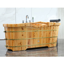 ALFI brand AB1136 61'' Free Standing Cedar Wooden Bathtub with Tub Filler